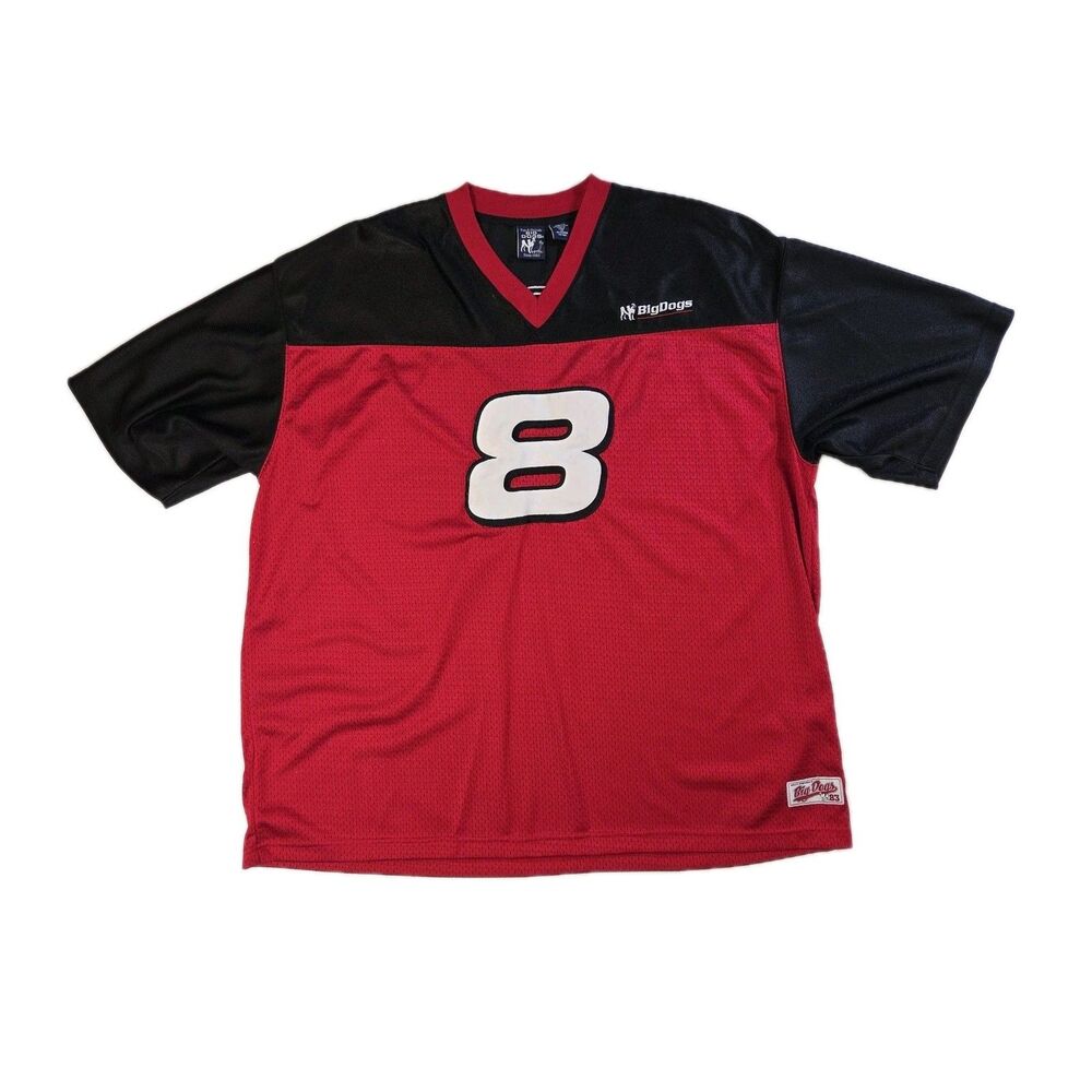 Big Dogs #8 Dale Earnhardt Jr Red Black Football Jersey Men's 2X Nascar Racing